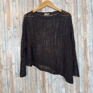 Helmut Lang S Open Mesh Knit Asymmetrical Pullover Sweater Top Black Bronze